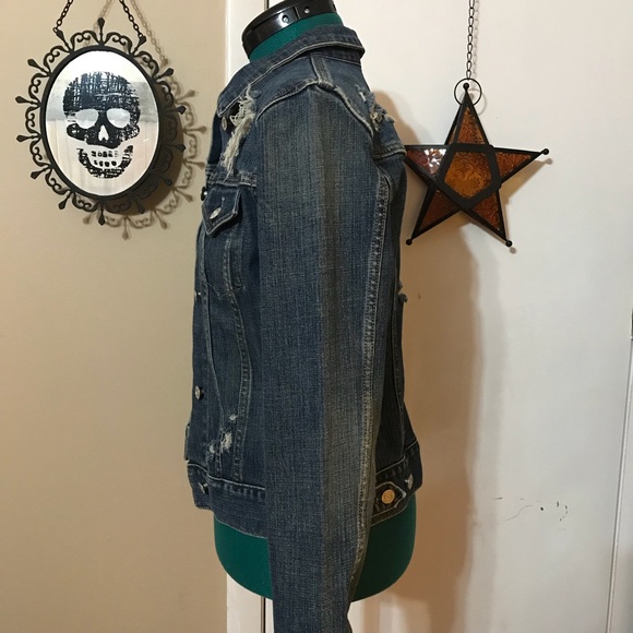 GAP cotton stretch distressed denim jacket - Picture 5 of 8